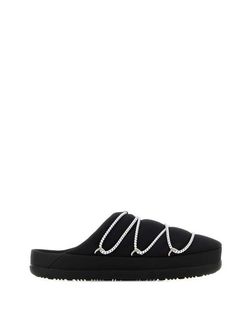 Moon Boot Black Fabric Slippers