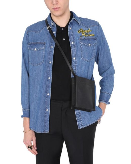 McQueen Blue Regular Logo Shirt for men