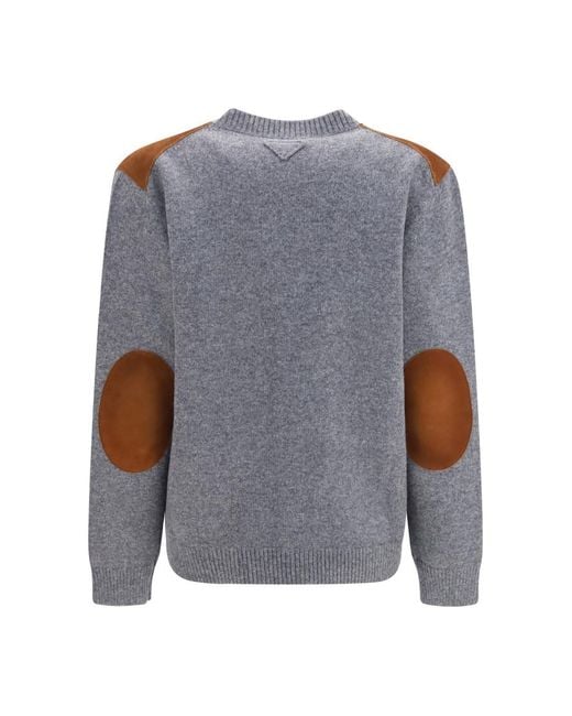 Prada Brown Solid V Neck Cardigan