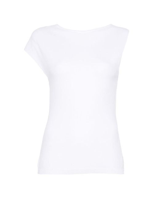 Alysi White Round Neck Top