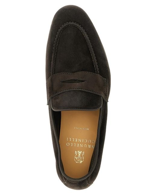 Brunello Cucinelli Black Solid Penny Loafer for men
