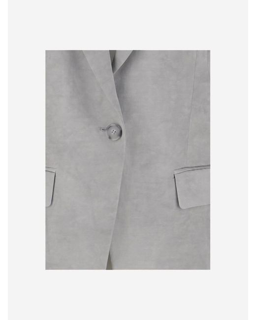 Pinko Gray Viscose Blend Single-Breasted Blazer