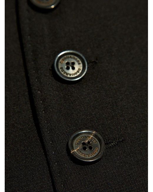 DSquared² Black V-Neck Wool Dress