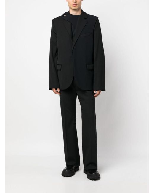 BOTTER Blue Layered Virgin Wool Peak Lapel Blazer for men