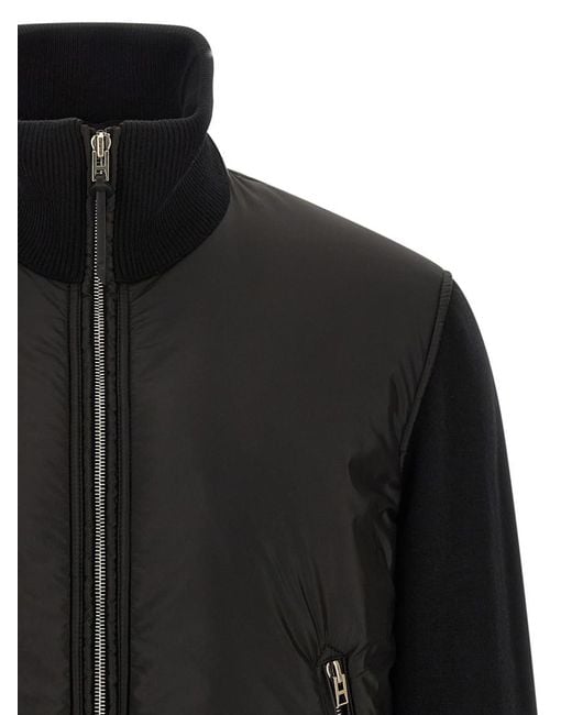 Tom Ford Black Solid Mock Collar Jacket for men