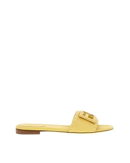 Fendi Yellow Leather Sandals