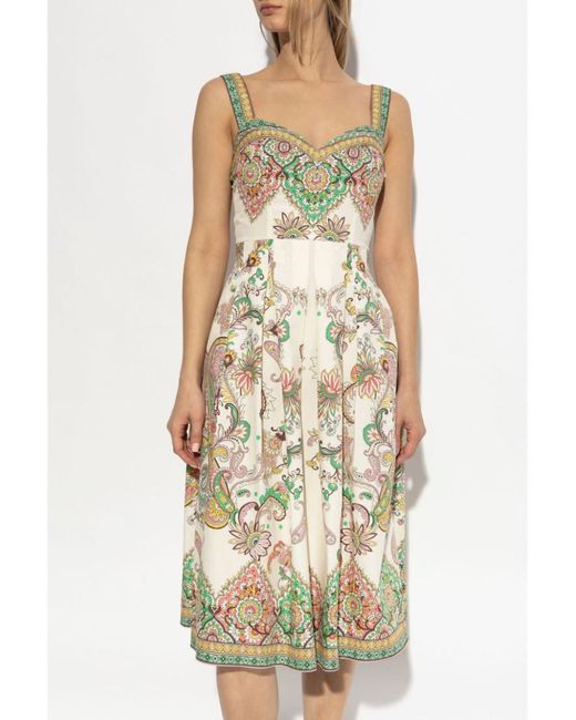 Etro White Floral Print Dress