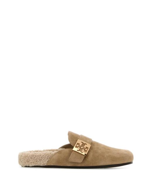 Tory Burch Brown Logo Mules