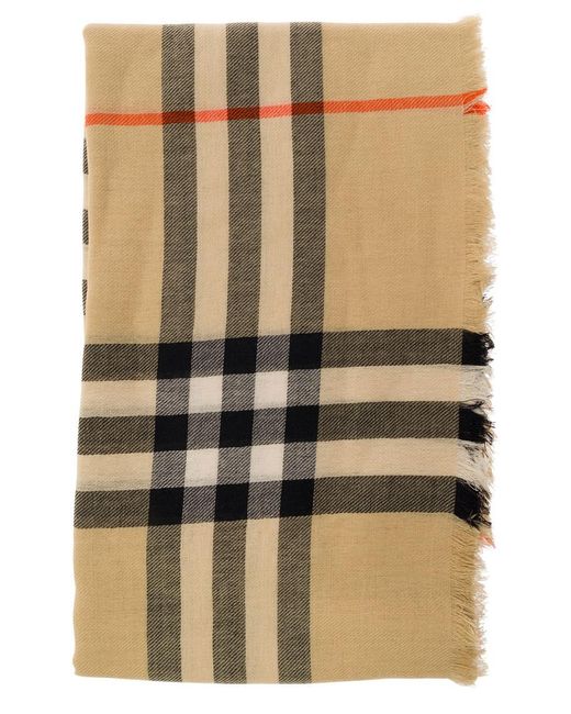 Burberry Natural Scarf With Check Motif