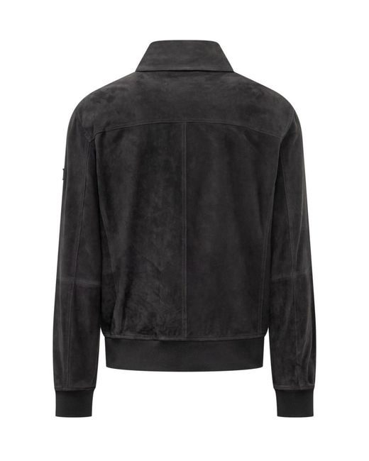 Peuterey Black Solid Shirt Collar Jacket for men