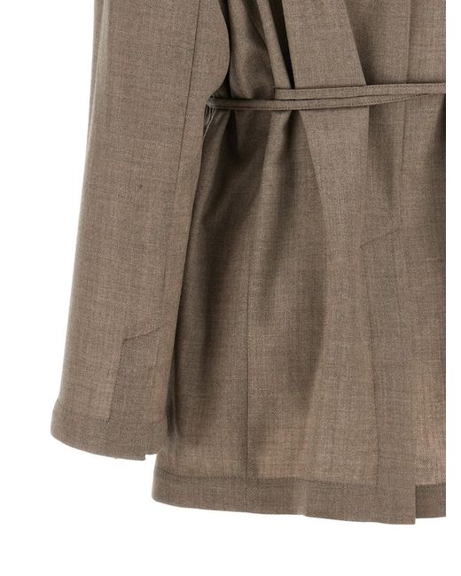 Brunello Cucinelli Brown Solid Notched Lapel Blazer