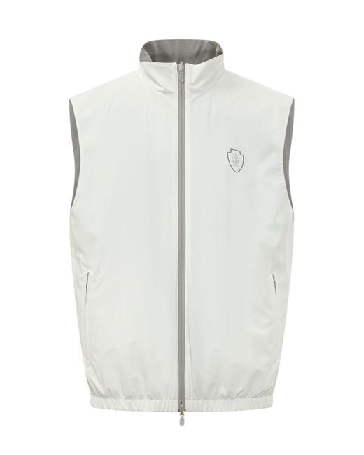 Brunello Cucinelli White Mock Collar Jacket for men