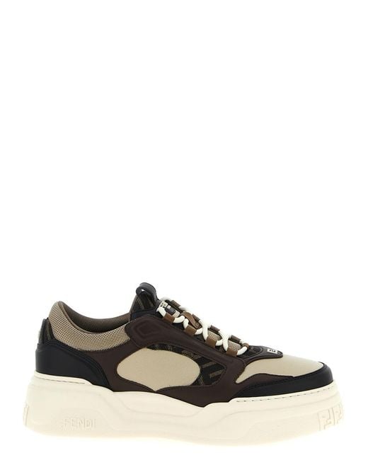 Fendi Black Leather Low Top Sneakers for men