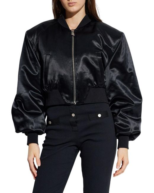 The Attico Blue Solid Mock Collar Jacket