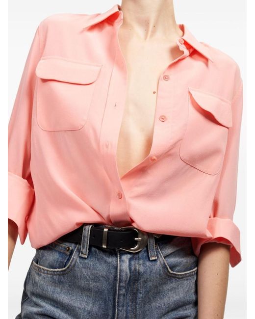 Equipment Pink Signature Silk Shirt