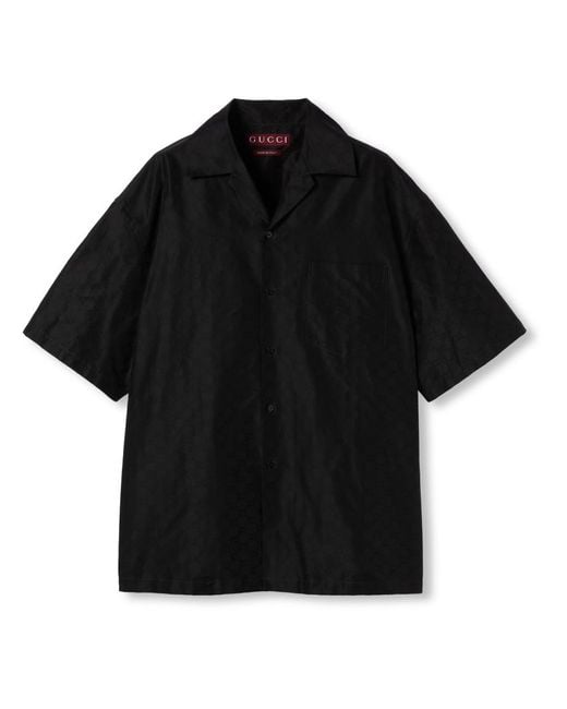 Gucci Black Oversize Gg Cotton Shirt for men