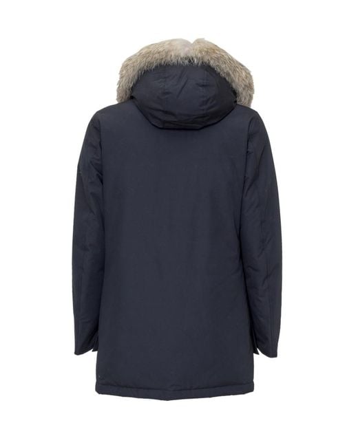 Woolrich Blue Solid Hood Jackets for men