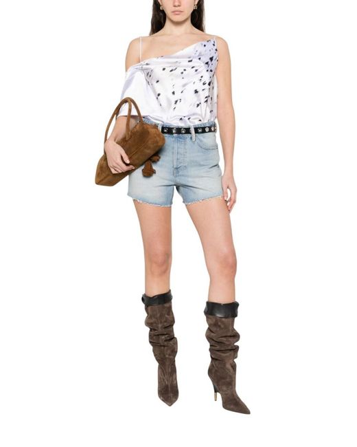 IRO White Printed One Shoulder Top