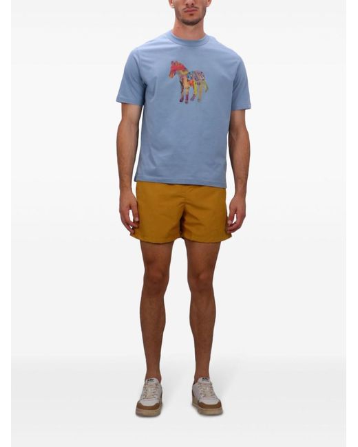 Paul Smith Blue Crewneck Printed T-Shirt for men
