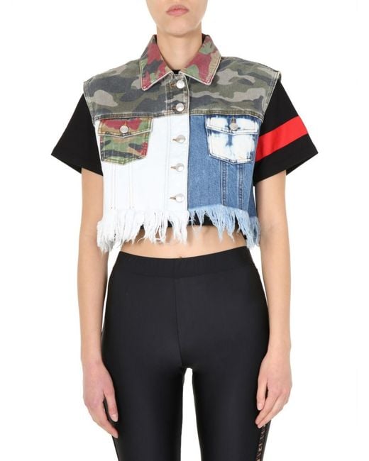 Gcds Black Patchwork Shirt Collar Jacket