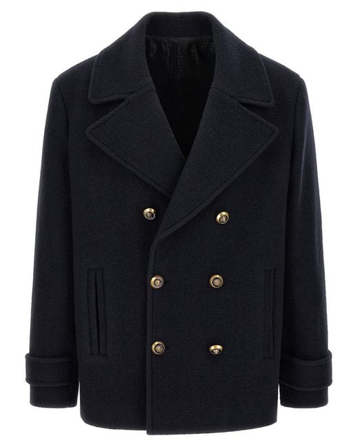 Balmain Blue Pea Coat for men