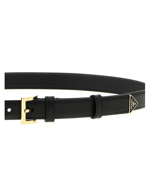 Prada Black Solid Buckle Belt