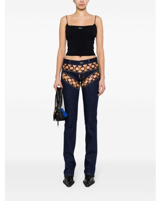 DSquared² Black Logo-Plaque Knitted Crop Top