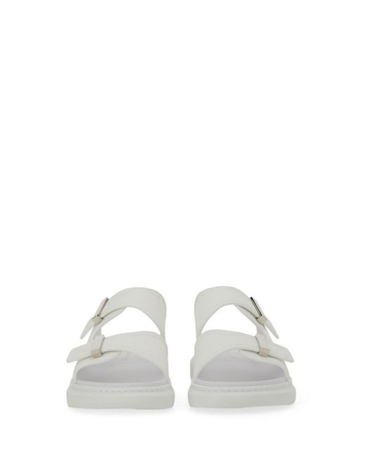 McQueen White Solid Buckle Slides for men