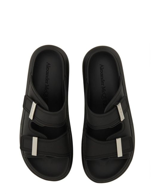 McQueen Black Solid Hybrid Slides