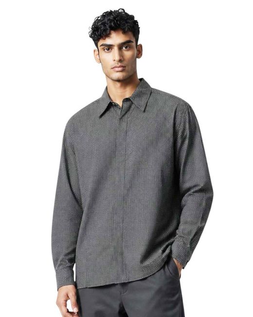 Adererror Gray Regular Check Shirt for men
