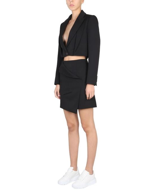 McQueen Black Solid Mini Skirt