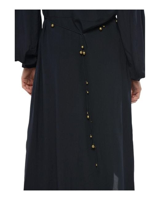 Stella McCartney Blue Solid V Neck Midi Dress