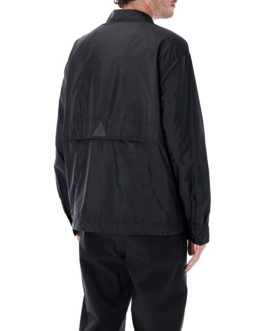 Moncler Blue Solid Shirt Collar Jacket for men