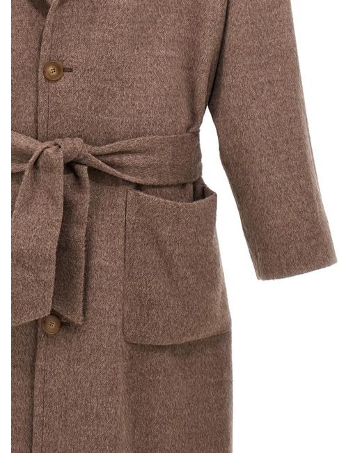 Etro Brown Single-Breasted Wool Coat for men