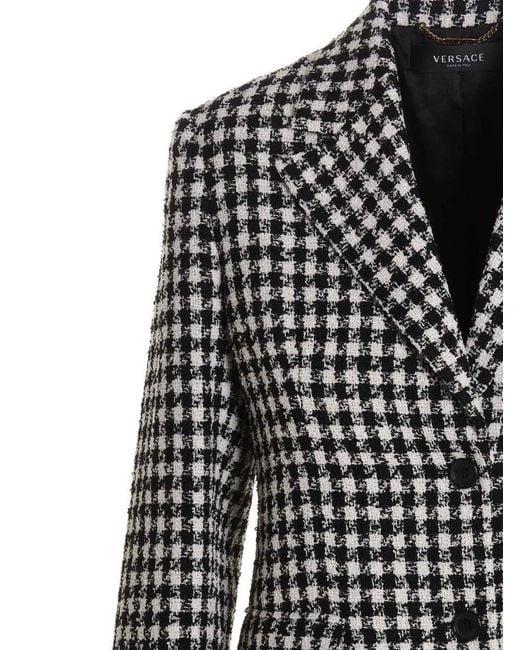 Versace Black Tweed Wool Blazer Jacket