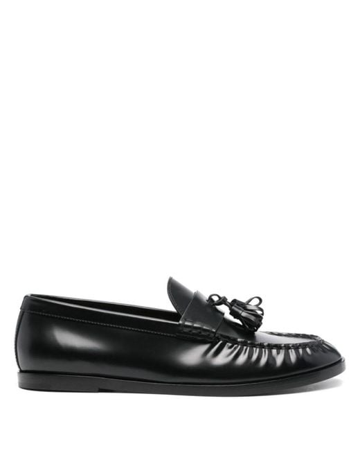The Row Black Leather Loafers