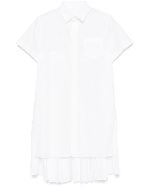 Sacai White Cotton Shirt Dress