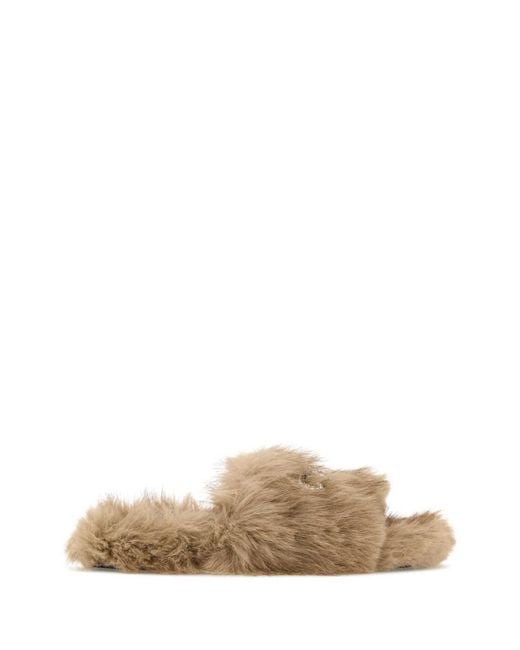 Balenciaga Natural Solid Furry Slides