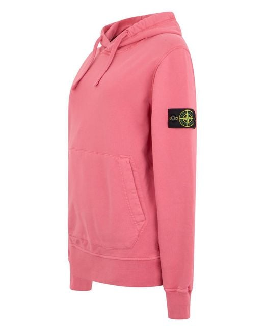 Stone Island Pink Solid Regular Hoodie for men