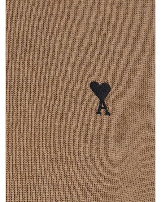 AMI Brown Logo Sweater for men
