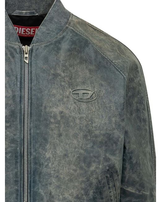 DIESEL Green Solid Band Collar Jacket for men