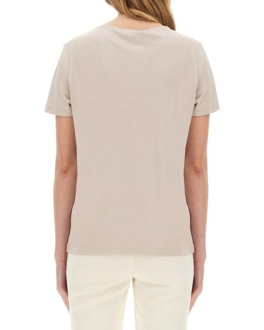 Fay Natural Solid Round Neck T-Shirt