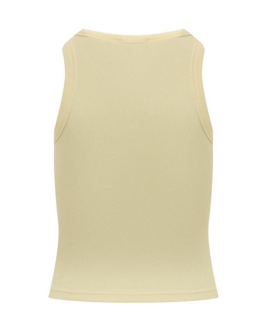 Mc2 Saint Barth Yellow Solid Round Neck Top