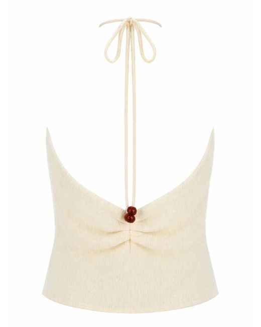 Magda Butrym Natural Solid Halter Neck Top