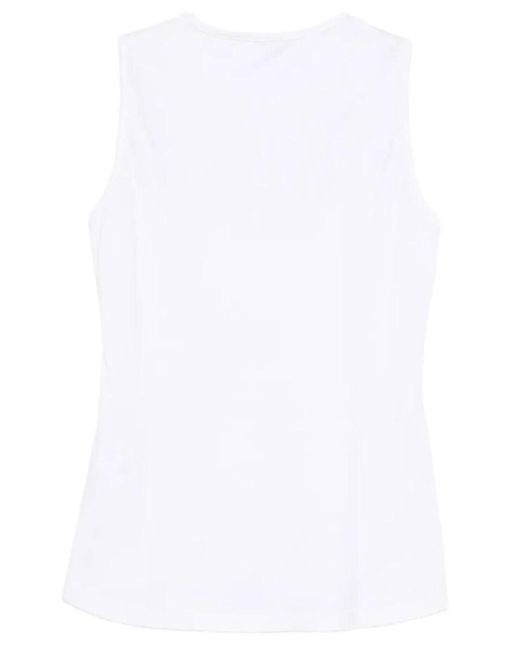 Roberto Collina White Solid Round Neck Top