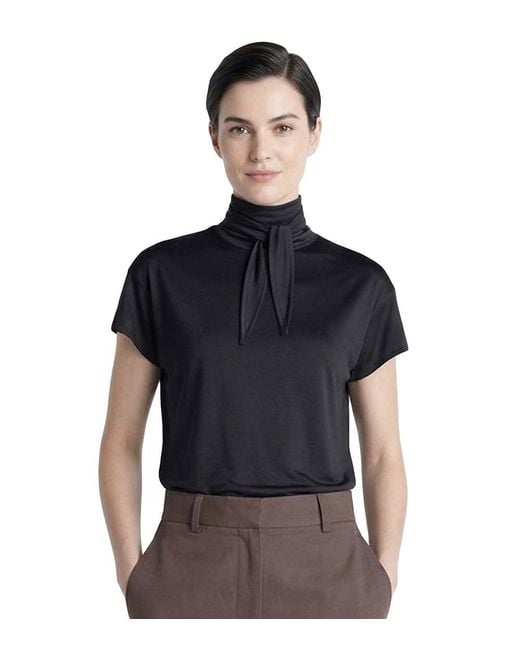 Lemaire Black Solid Mock Collar T-Shirt