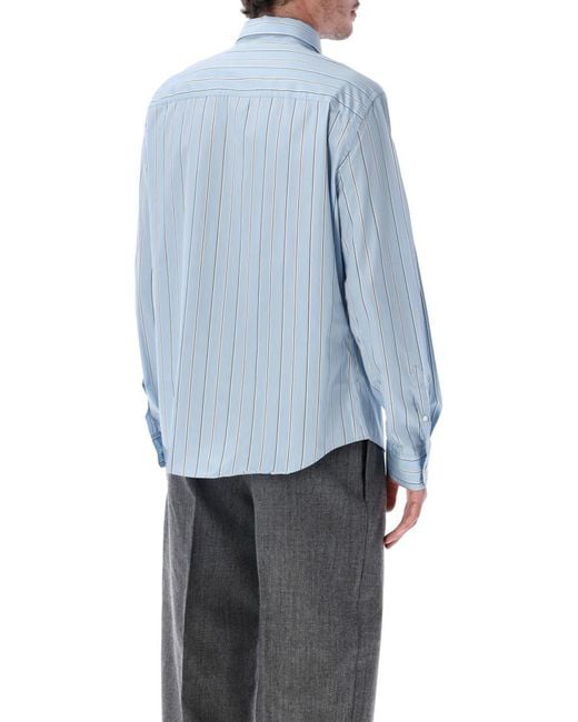 AMI Blue Regular Stripes Shirt for men
