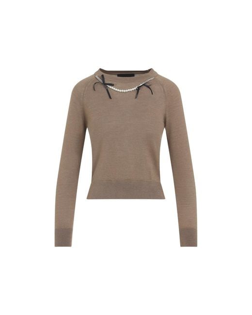 Simone Rocha Brown Pearl Sweater