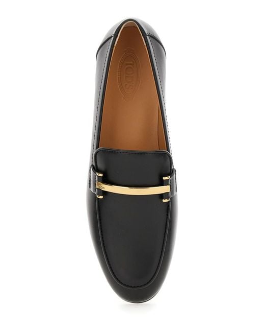 Tod's Black Loafers With Logo Plaque