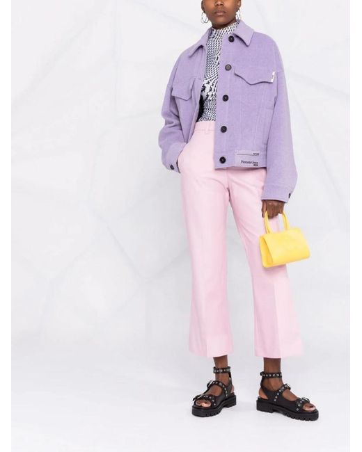 MSGM Pink Pressed-Crease Cotton Tailored Trousers